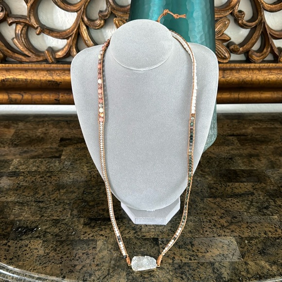 Semi precious Geode stone wrap bracelet - Picture 2 of 5